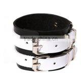 Double Layers White Belt Bracelet Punk Style Cow Leather Bracelet