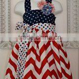 2016 Girls 4th of July Outfit Cotton Short Set Outfits Red White Chevron Baby Girls Summer Outfits