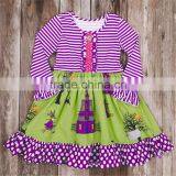 Top Cute Children Boutique Dress for Fall Little Gril Cartoon Stripe Polka Dot Dress thumbnail-4