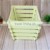 Vintage Yellow Wooden Slat Bed Photography Props Newborn Wood Bowl Basket