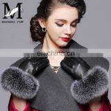 Warm Real Leather Glove With Big Genuine Fox Fur Beautiful Glove thumbnail-5