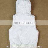 Womens Quilted White Waistcoat With Hood Padding Vest thumbnail-2