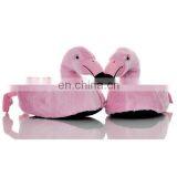 Cheap Wholesale Soft Plush Pink Flamingo Slippers Shoes Low MOQ Cartoon Custom Plush Slippers