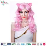 high quality anime party cosplay synthetic wig fashion beautiful curly pink cat wig