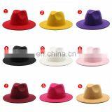 Wholesale New Wide Brim Fashion Jazz Cap Panama Vintage Winter Felt Fedora Wool Wide Custom Hats thumbnail-3