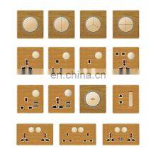 EU/UK Standard 45A Wall Button Switch With LED Light 86mm*86mm Thick Solid Wood Panel Sockets And Switches Electrical thumbnail-5