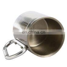 High Quality 220ML Double Walled Stainless Steel Mug With Carabiner Handle thumbnail-5