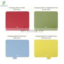 Wood Cutting Board With Mats 4 Color Coded Plastic Cutting Mats Set With Food Icons Non Slip Chopping Board for Kitchen thumbnail-5