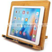Bamboo Book Stand Adjustable Book Holder Tray and Page Paper Clips-Cookbook Reading Desk Portable Sturdy Lightweight Bookstand-T thumbnail-2