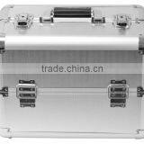 Silver Makeup Cosmetic Train Case Lockable Jewelry Travel Case Aluminum Artist Vanity Case Makeup Travel Carrying Case thumbnail-5