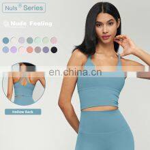Hollow Backless Crop Sports Bras Custom Logo Women Sling Straps Yoga Longline Tank Tops thumbnail-1