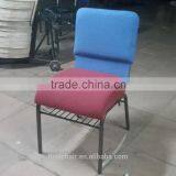 Modern Red Fabric Steel Pew Church Chair thumbnail-5