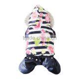 Luxury Fur Flower Cotton Royal Blue Dog Clothes thumbnail-6