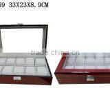 Luxury Glossy Lacquer Painted 10 Girds Wooden Watch Box With Clear PVC Window W969