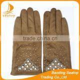 New 2016 Womans Suede Smart Phone Hand Gloves With Fake Diamonds thumbnail-1