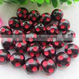 Fashion Large Big Size Polka Dot Beads, 20MM Round Acrylic Resin Dip Dot Beads, Black Halloween Rec Dot Resin Beads for Jewelry thumbnail-1
