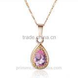 New Fashion 18K Gold Filled Pink Kundan Zircon Gems Necklace Earrings Jewelry Set thumbnail-2