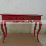 Shabby Chic Wooden Red Dining Room Table With 3 Drawers