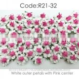 White with Pink Center Handmade Mulberry Paper Flower, Wedding Party, Scrap-booking Crafts, Wholesale 21/32