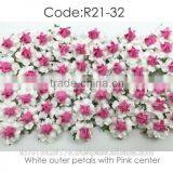 White With Pink Center Handmade Mulberry Paper Flower, Wedding Party, Scrap-booking Crafts, Wholesale 21/32 thumbnail-1