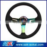350mm Neo Chrome Spoke Leather Sport Steering Wheel