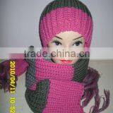 100%Soft Acrylic Knitting Winter Hat and Scarf Set
