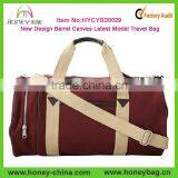 New Design Sporty Red Canvas Barrel Latest Model Travel Bag