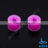 silicon ear tunnel studs earrings with five-star hollow