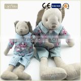 I-Green Toy Series-Fashional Style cute soft toy linen rabbit wearing blue dress