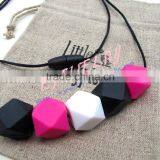 Multicolor Hexagon Teething Beads Necklace Silicone Teething Necklace Wholesale TN018 thumbnail-3