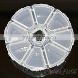 8 Grid Jewelry Storage Round Box Plastic Transparent Jewel Cosmetic Drug Stash