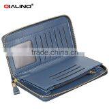 QIALINO RFID Blocking Wallet Luxury Ostrich Leather Brand Wallet Handbag thumbnail-4