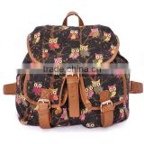 Owl Printed Canvas Backpack (BBC008)