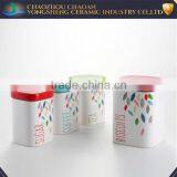 China Supplier Colorful Leaves Decal Ceramic Food Storage Jars Cookie Jar thumbnail-1