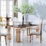 Champagne Gold 304 Stainless Steel Dining Table With Fabric Dining Chairs thumbnail-1