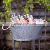 Galvanized Oval Party Tub Ice Bucket Beer Cooler | Galvanized Beverage Tub With Stand thumbnail-1