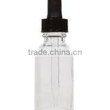 1 oz Clear Glass Round Bottle With Black Glass Dropper thumbnail-2