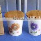 Decal Porcelain Wide Mouth Cup With Wood Cover thumbnail-1