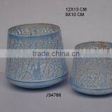 Metal Indian Lantern With Ceramic Finish Tree Patterns in Blue Color Other Colors Available thumbnail-1