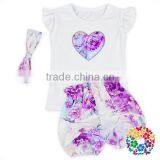 Girls Boutique Summer New Fashion Singlet Two Pieces Outfits Purple Flower Clothing Set thumbnail-6
