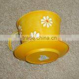 Customizedl Mug ,Yellow Metal Cup and Saucer Pot Container Planter thumbnail-2