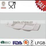 2 Sections White Oblong Non Toxic Melamine Dinner Plate Ware thumbnail-1