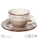 Cup Saucer Silk Screen High Quality Modern Design Top Sale Whloe Sale With Strips thumbnail-1