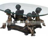 High Quality Metal Cherub Table Base Life Size Angel Bronze Statue