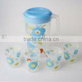 PP Customized Logo 1000ml Plastic Water Jug With 4 Cups Set