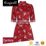 Custom Red Digital Printed Polyester Fabric for Women Summer Dresses thumbnail-2