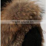 CX-G-B-216 New Style Short Raccoon Fur Trim Knitted Rabbit Fur Coat Hood thumbnail-4