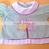 Wholesale cute embroider baby boutique frock designs of little girl clothes for baby wear
