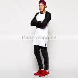 Mens Raglan T Shirt Super Longline Sleeve Zipper T Shirt thumbnail-4
