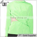 2017 OEM Girls Street Clothing Twisted Cut Fluore Green Blouse Designs